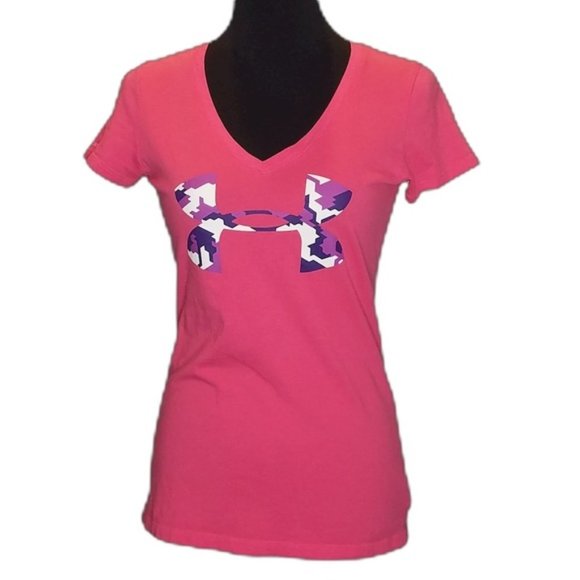 Under Armour Tops - Pink with Purple Logo Under Armour T-shirt.    224